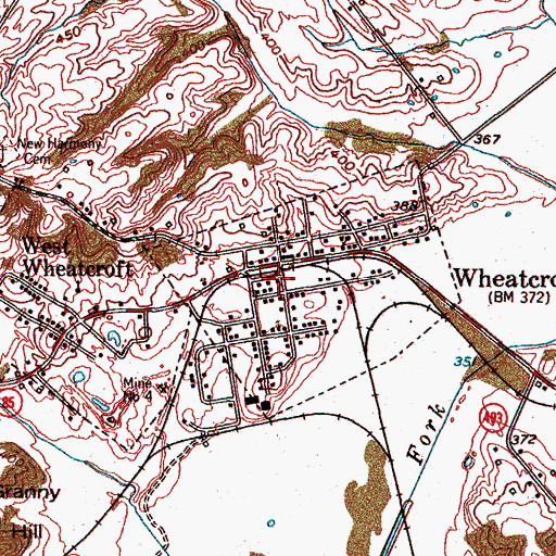 Topographic Map of Wheatcroft Fire Department, KY