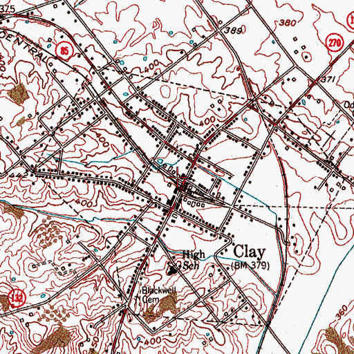 Topographic Map of Clay Fire Department, KY