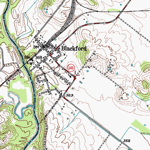 Topographic Map of Blackford Fire Department, KY