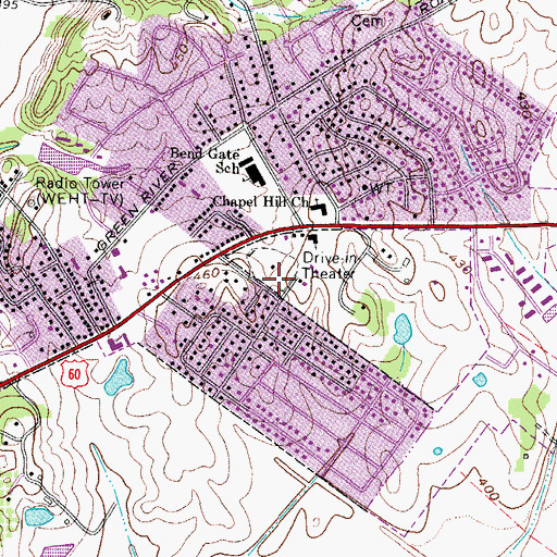 Topographic Map of Henderson Fire Department Station 3, KY