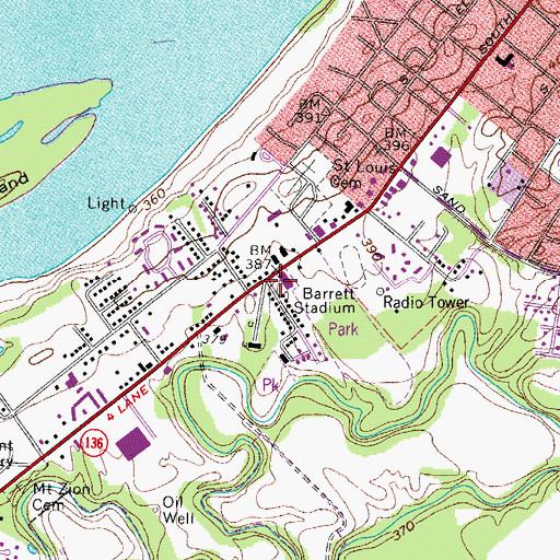 Topographic Map of Henderson Fire Department Station 4, KY