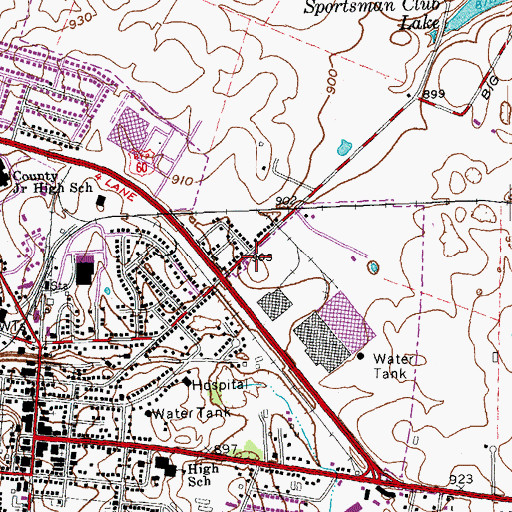 Topographic Map of Versailles Fire Department Station 2, KY