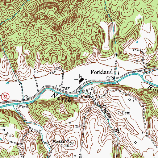Topographic Map of Boyle County Forkland Fire District, KY