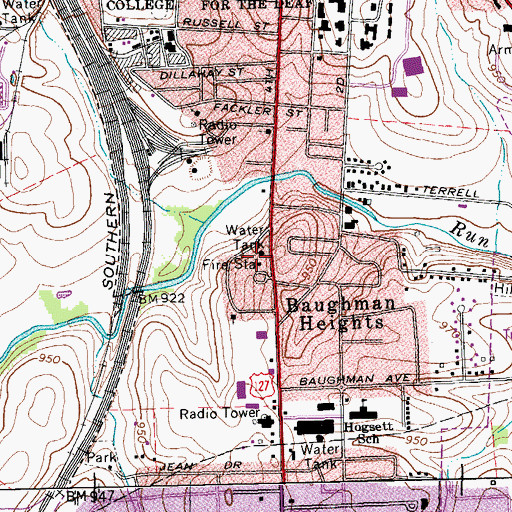 Topographic Map of Danville Boyle 911 Center, KY