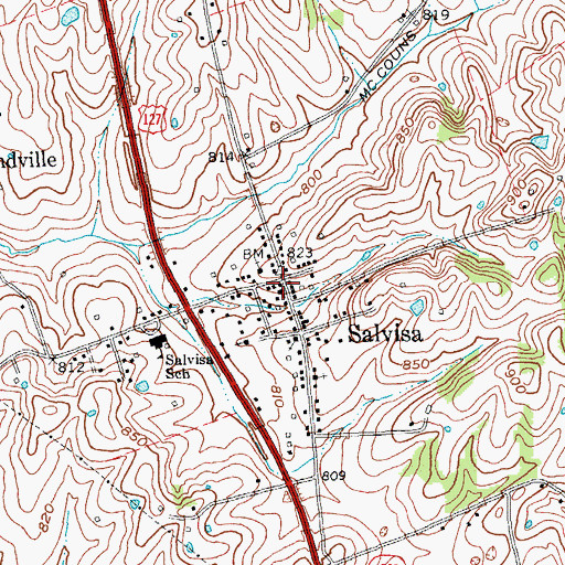 Topographic Map of Salvisa Fire Department, KY