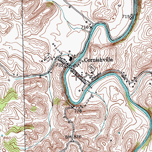 Topographic Map of Cornishville Fire Department, KY
