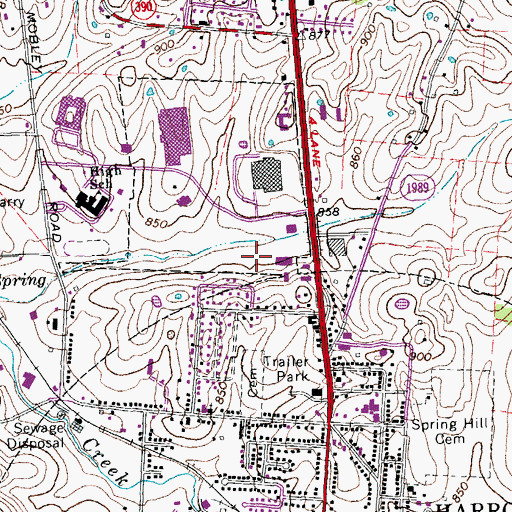 Topographic Map of Mercer Central Fire Department, KY