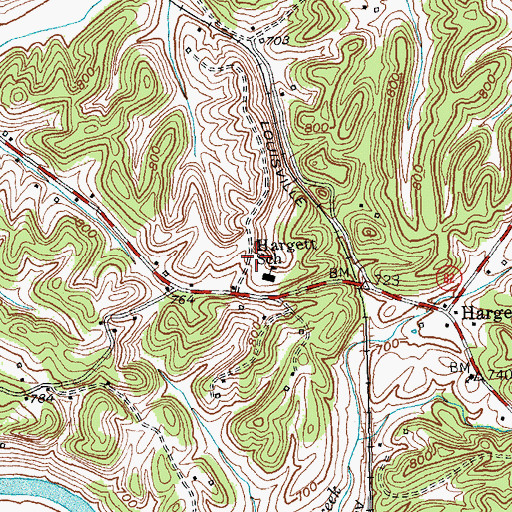 Topographic Map of Hargett Fire Station, KY