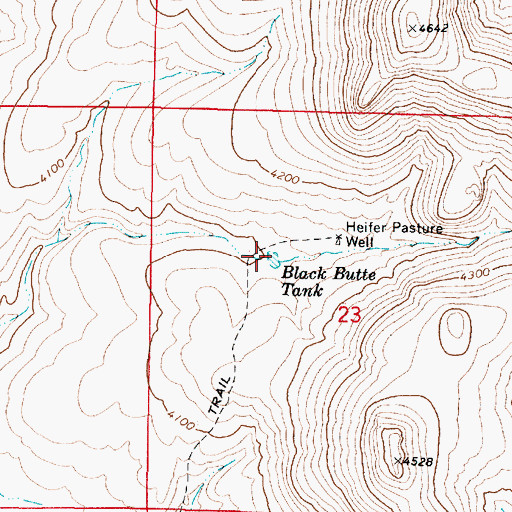 Topographic Map of Black Butte Tank, AZ