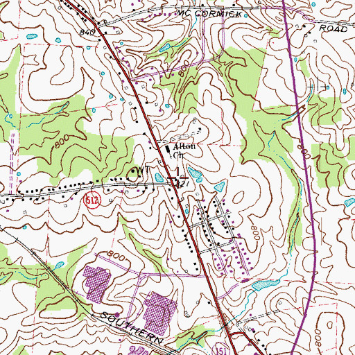 Topographic Map of Anderson County Fire District Station 2, KY