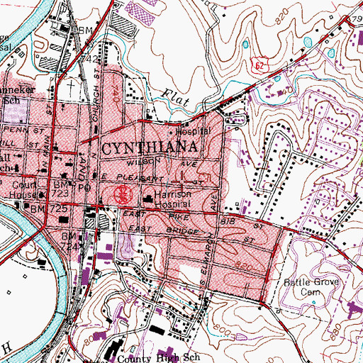 Topographic Map of Cynthiana Fire Department Station 2, KY
