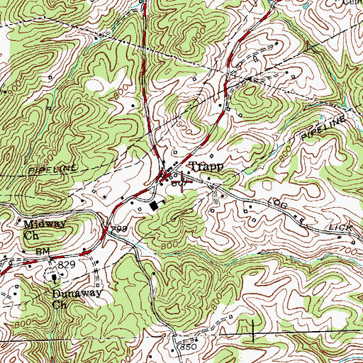 Topographic Map of Clark County Trapp Fire Department, KY