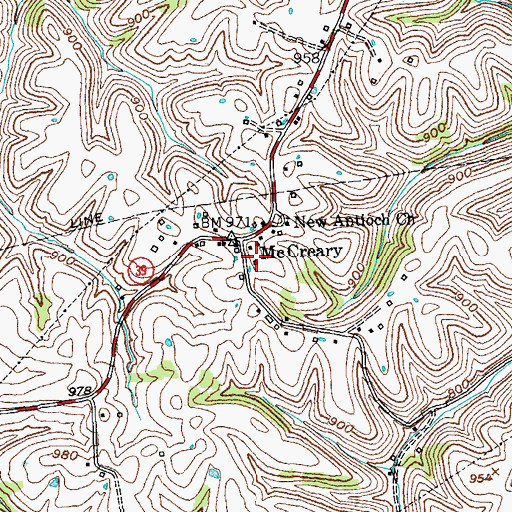Topographic Map of Buckeye Fire Department Station 1, KY