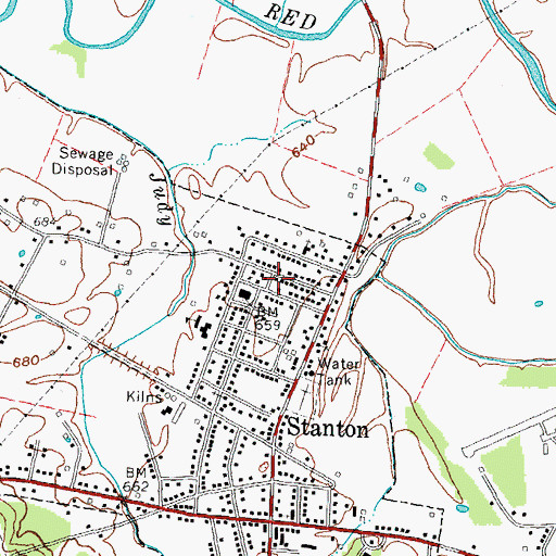 Topographic Map of Stanton Fire Department, KY