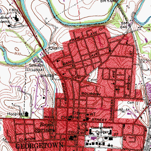 Topographic Map of Scott County Fire Department Station 6, KY