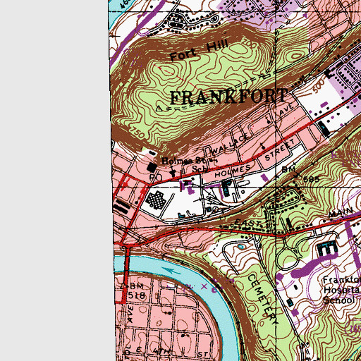 Topographic Map of Frankfort City Fire Department Station 2, KY