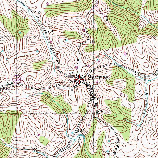 Topographic Map of Harrison County Volunteer Fire Department Station 6 Sunrise, KY