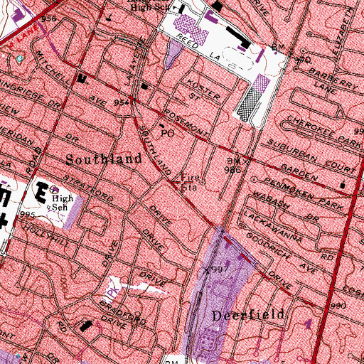 Topographic Map of Lexington Fire Department Station 12, KY