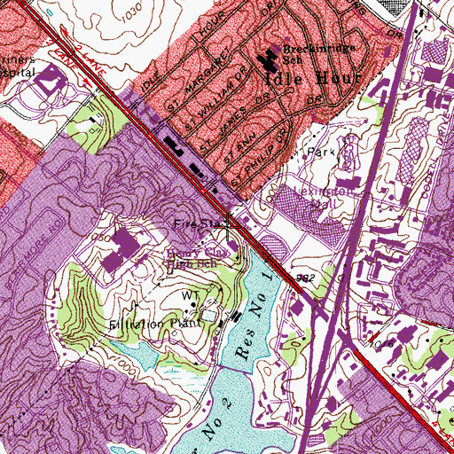 Topographic Map of Lexington Fire Department Station 9, KY