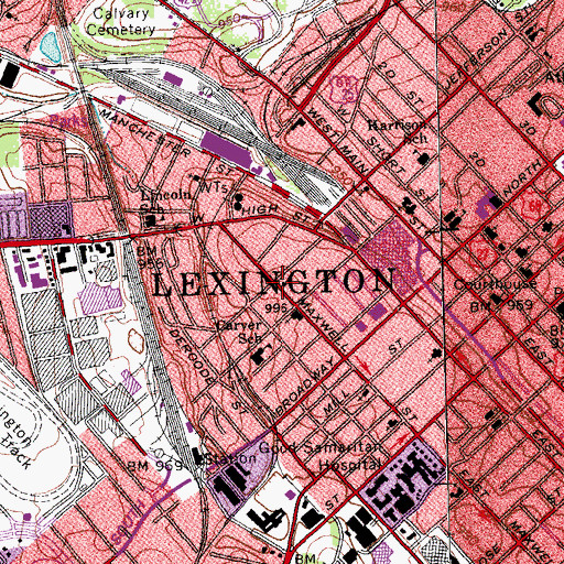 Topographic Map of Lexington Fire Department Station 3, KY