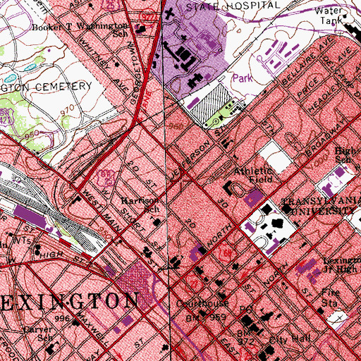 Topographic Map of Lexington Fire Department Station 4 - Vogt Reel House, KY