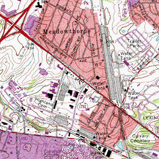 Topographic Map of Lexington Fire Department Station 13, KY