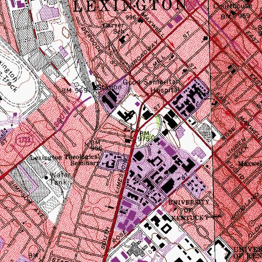 Topographic Map of Lexington Fire Department Station 6, KY