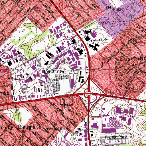 Topographic Map of Lexington Fire Department Station 2, KY