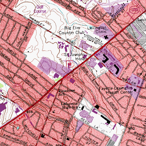 Topographic Map of Lexington Fire Department Station 11, KY