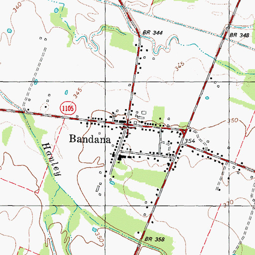 Topographic Map of Bandana Volunteer Fire Department, KY