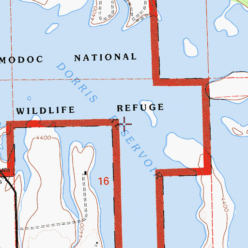 Topographic Map of Dorris Reservoir, CA