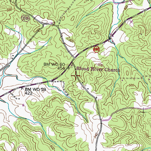 Topographic Map of Blood River Fire Station, KY
