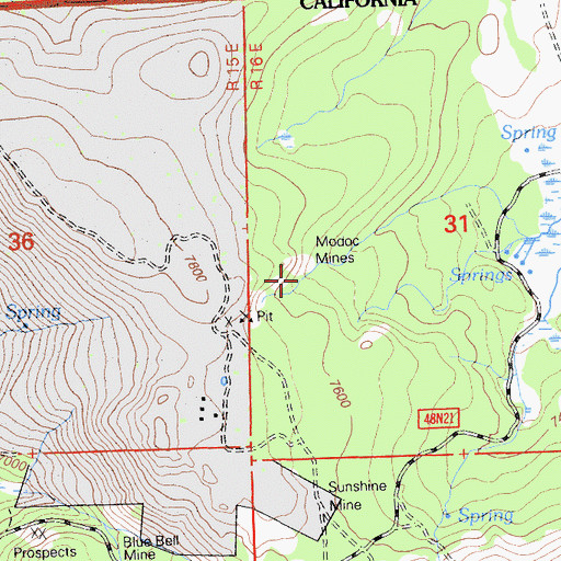 Topographic Map of Modoc Mines, CA