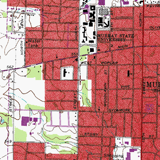 Topographic Map of Murray Fire Department Station 2, KY