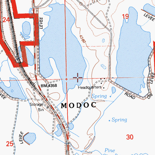 Topographic Map of Modoc National Wildlife Refuge, CA
