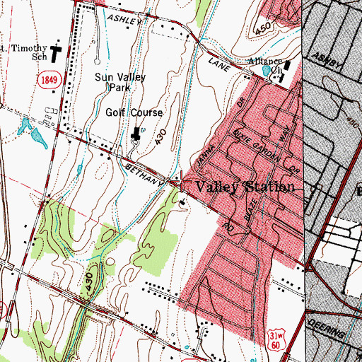 Topographic Map of South Dixie Fire Department Station 2, KY