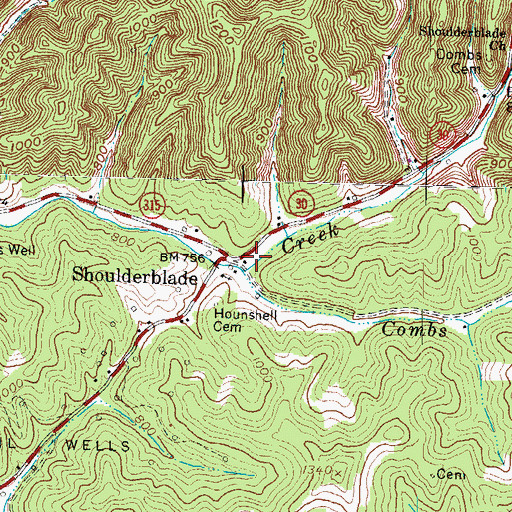 Topographic Map of Canoe Volunteer Fire Department, KY