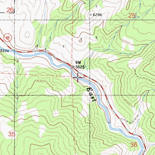 Topographic Map of Mogul Canyon, CA