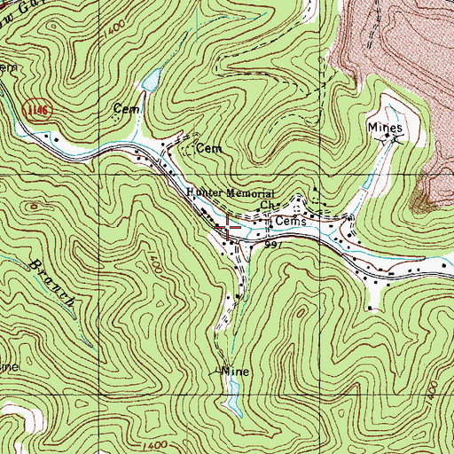 Topographic Map of Lost Creek Volunteer Fire Department, KY