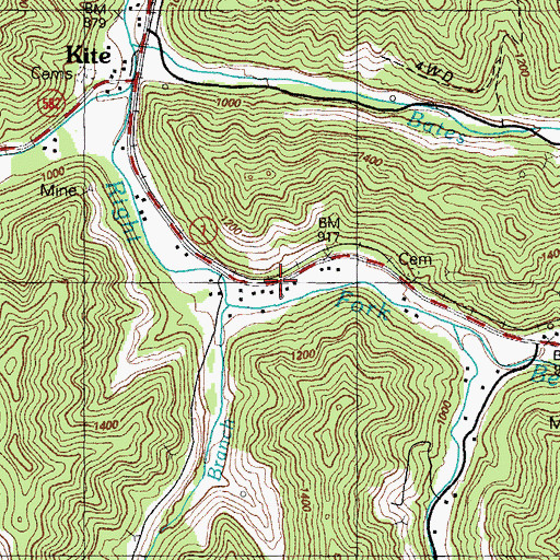 Topographic Map of Kite - Topmost Fire Department, KY