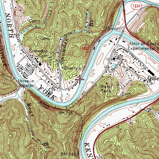 Topographic Map of Quicksand Fire Department, KY