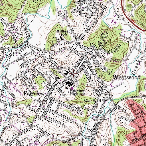 Topographic Map of Westwood Volunteer Fire Department, KY