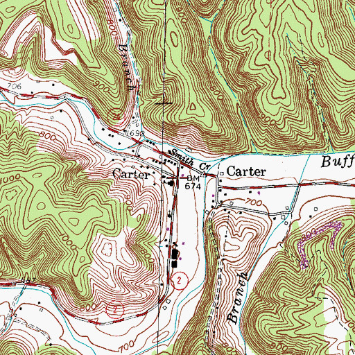 Topographic Map of Carter City Volunteer Fire Department, KY