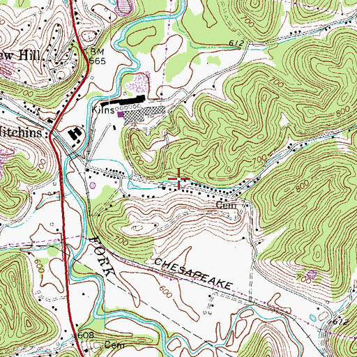 Topographic Map of Hitchins Volunteer Fire Department, KY