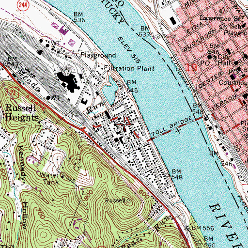 Topographic Map of Russell Volunteer Fire Protection District, KY