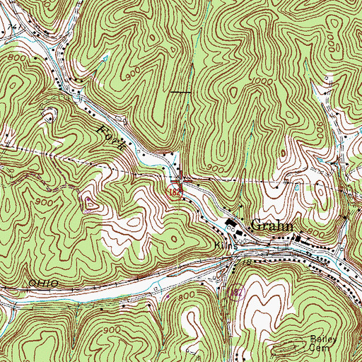 Topographic Map of Grahn Volunteer Fire Department, KY