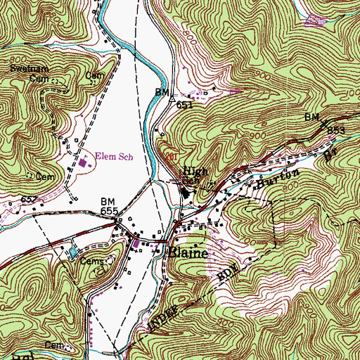 Topographic Map of Blaine Volunteer Fire Department, KY