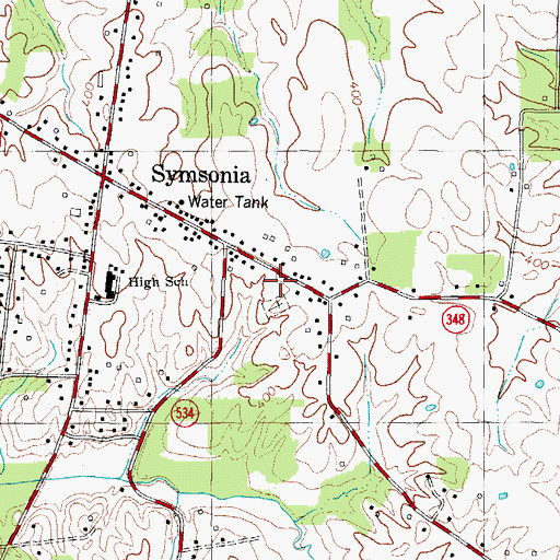 Topographic Map of Symsonia Fire Department, KY