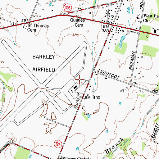 Topographic Map of Barkely Airport Fire Department, KY