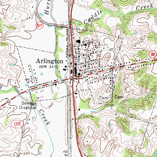 Topographic Map of Arlington Fire Department, KY